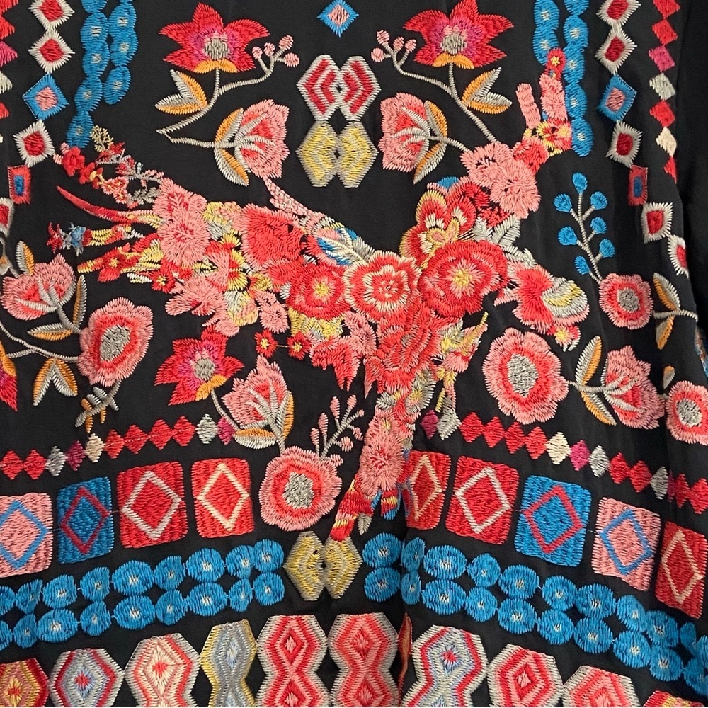 Johnny Was Biya Swalt Short Wrap Floral Embroidered Waterfall Jacket Size L - Picture 8 of 10